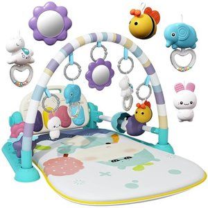 Baby Gym with Kick and Play Piano, Baby Play Mat with Music and Lights (Green)